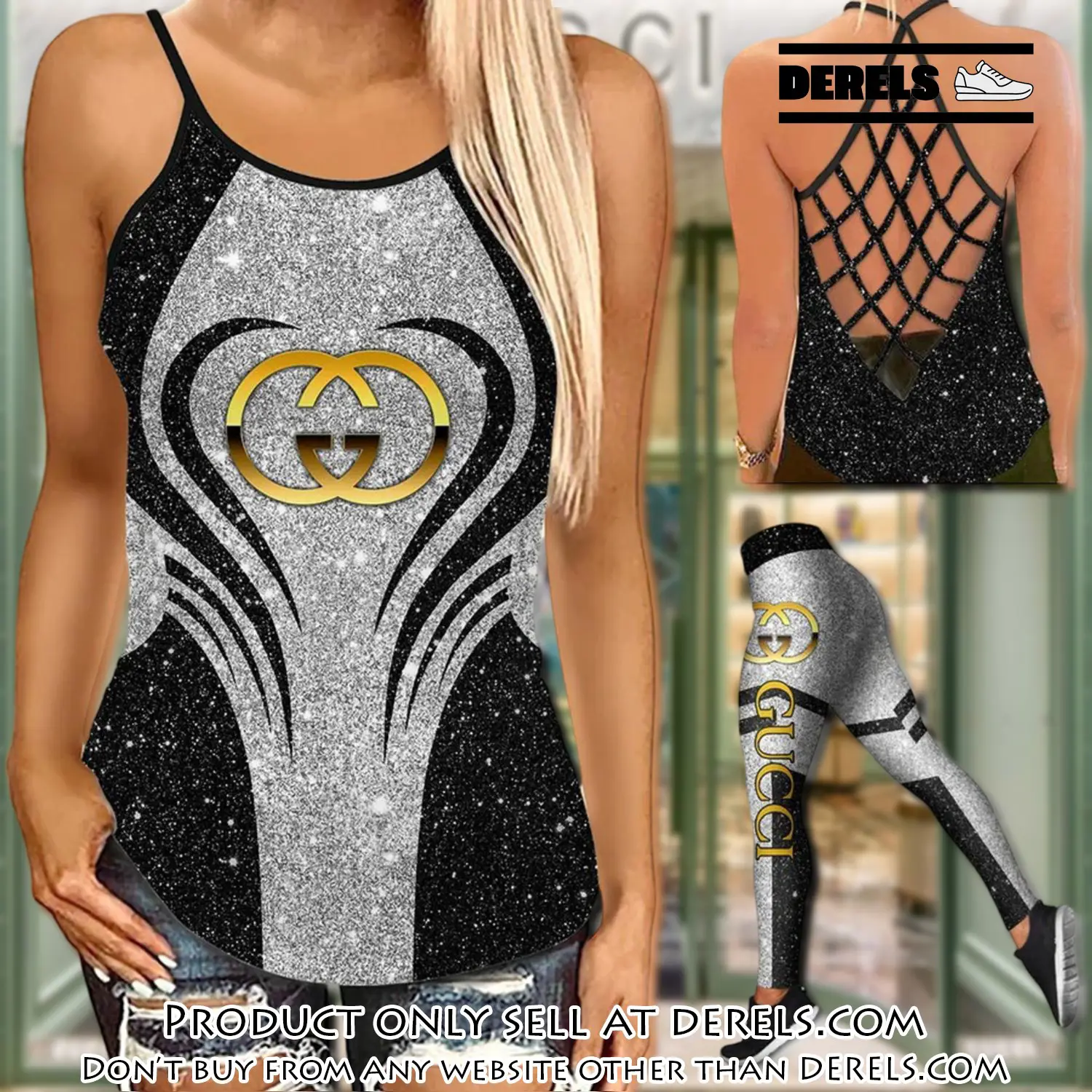 Gucci tank top leggings set luxury brand for women yoga gym qcf dr2402429